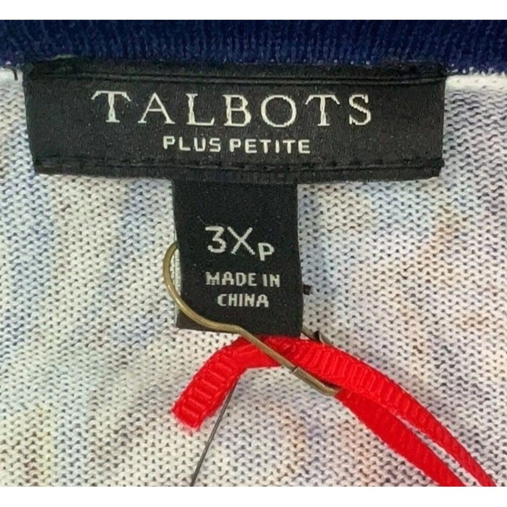 Talbots Paisley Cardigan Sweater 3X Plus Petite NEW - The Talbots Classics Blue - Picture 3 of 9